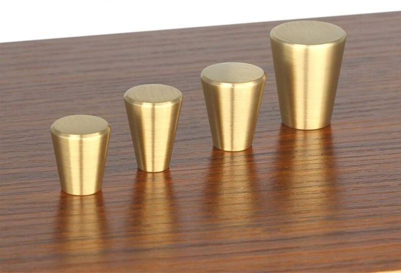 Brass Knob Midcentury Modern Cone Knob Knob Etsy Canada