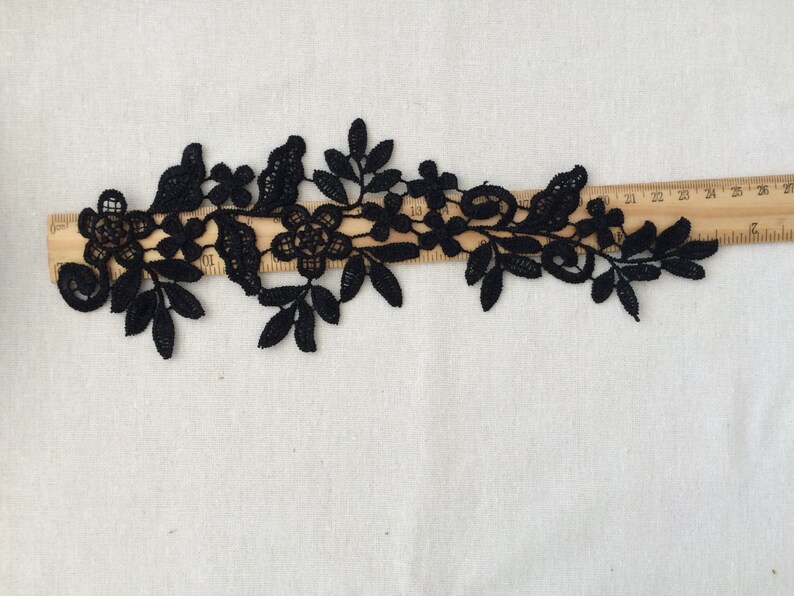 Black Lace Appliques Embroidered Flowers Patches for Wedding Etsy