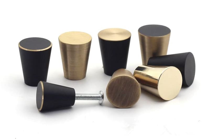 Brass Knob MidCentury Modern Cone Knob Knob Etsy