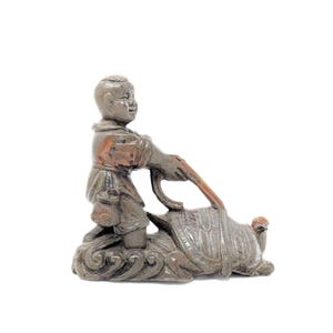 Stone Carving of a Chinese Fairy Tale &quot;Bamboo & the Turtle&quot;