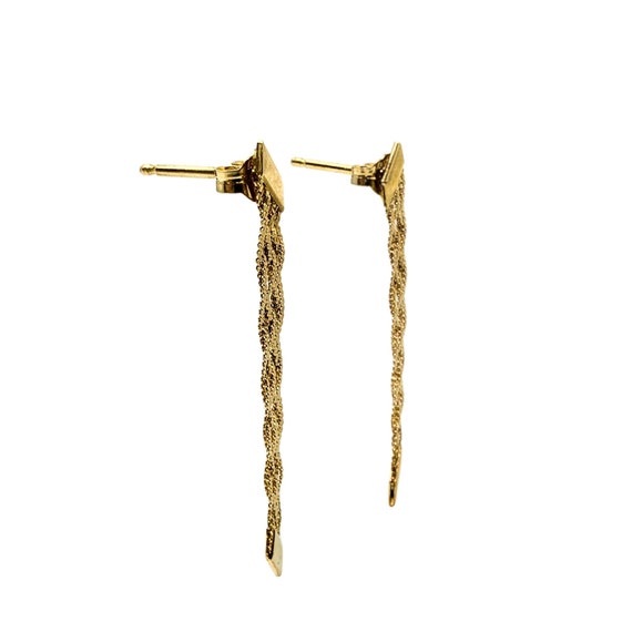 Milor Italian 18K Gold Drop Weave Earrings - image 2