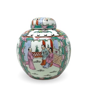 Vintage Chinese Famille Rose 6&quot; Ginger Jar With Lid