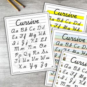 Printable Cursive Script Handwriting Alphabet Charts – Letter Formation, Adaptive Writing, Grade 3-5 (Digital Download)