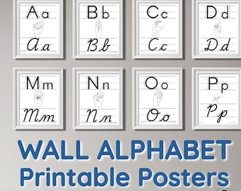 Printable Alphabet Posters – Manuscript, Cursive, ASL Handwriting Charts - Letter Formation - (Digital Download)