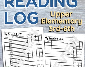 Reading Log for Upper Elementary - 3rd through 6th Grade  - 35 Versions (Printable Digital Download)
