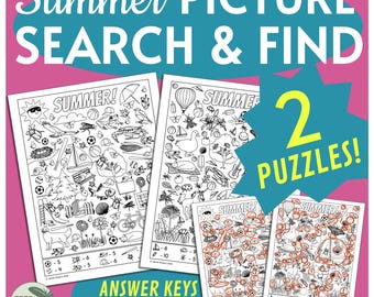 Sommerliche Suchbilder zum Ausdrucken – Bildersuche und Findspiel – 2 Rätsel (Digitaler Download)
