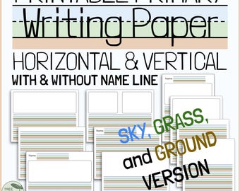 Primäres Handschreibpapier – Himmel, Gras, Grundlinien (Digitaler Download)
