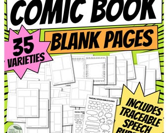 COMIC BOOK / CARTOONING Leere Seiten, Nachvollziehbare Sprechblasen, Kreatives Schreiben (Digitaler Download)