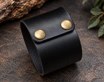 Handmade Leather Cuff Bracelet: Unisex Style, 2-Inch Wide