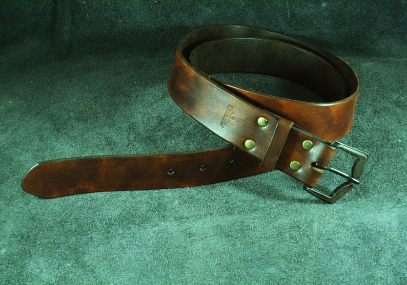 Custom made brown belt from vegetable tanned leather