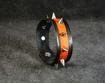 Leather bracelet with spikes, Spiked leather bracelet, Goth jewelry, Studded black bracelet, Gothic punk spike bracelet