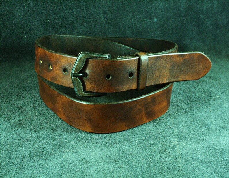 Custom made brown belt from vegetable tanned leather