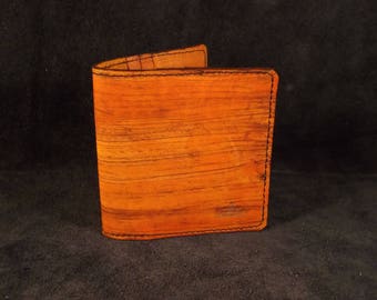 Portefeuille de carte en cuir Bifold, Portefeuille de carte en cuir orange, Porte-carte en cuir, Portefeuille de carte en cuir