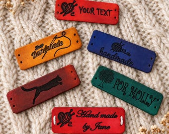 Custom Engraved Leather Labels for Handmade Items, Sewing Branding Tags
