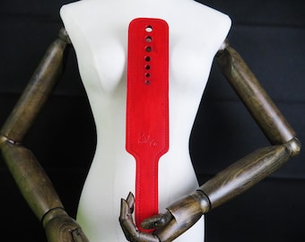Red Leather Spanking Paddle Handmade, Adult Impact Play Accessory, Personalized paddle