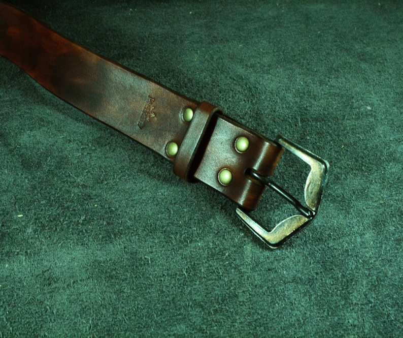 Custom made brown belt from vegetable tanned leather