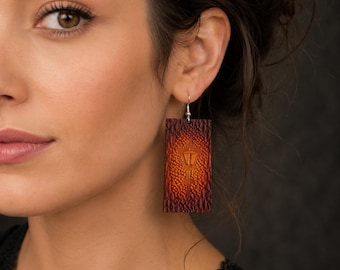 Architectural Leather Earrings, Vintage Lantern Earrings, City Inspired Jewelry, Gothic Boho Gift, Statement Earrings