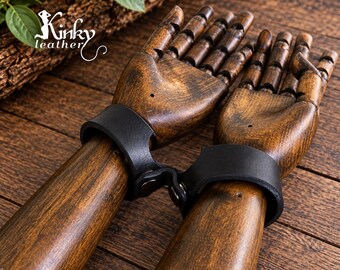 Leather Restraint Bracelet – Handmade Vegetable Tanned Wrist Cuff – Hidden Bondage Restraint Accessory