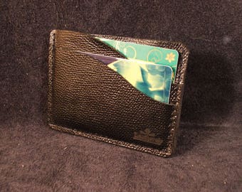 Small Leather  card Wallet. Handmade gift Black leather wallet.