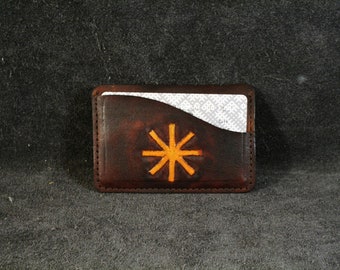 Handmade Leather Compact Credit Card Wallet with Latvian National Symbol - Minimalist and Organized