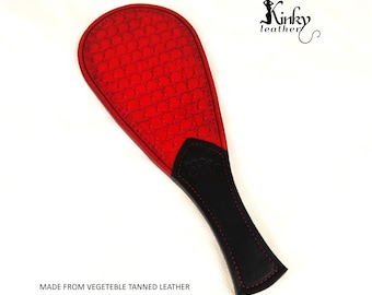 Skull Leather Spanking Paddle – Handmade Tooled Leather Paddle – Gothic Vegetable Tanned Leather Impact Play Accessory