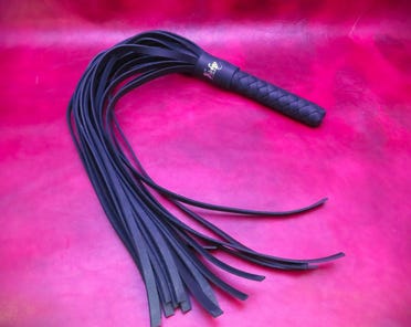Fouet en cuir noir de 45cm pour punitions bdsm Noir TU