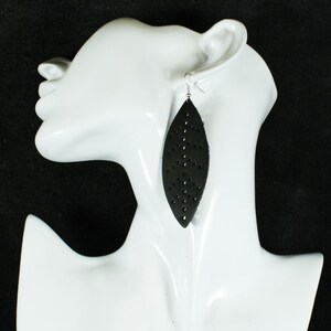 Leather Leaf Earrings,  fashion earrings in black color