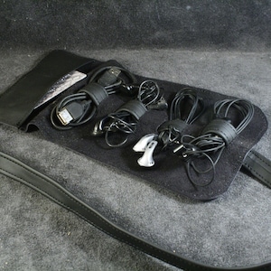 Leather Cord Wrap with Pocket, Cord Organizer, Cord Roll, Leather Cable Organizer, Travel accessories, Earbud holders wrap, Headphone holder