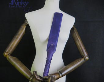 Purple Leather Spanking Paddle – Handmade Impact Play Accessory – Leather Paddle Personalized – Adult Leather Gift