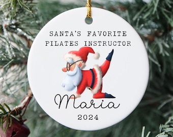 Pilates Instructor Gift, Santa&#39;s Favorite Trainer, Custom Trainer Gift, Pilates Gift, Funny Pilates Gift, Funny Ornament, Funny Trainer Gift