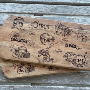 Charcuteriebord SVG, Glowforge-bestand, aangepaste snijplank, digitaal bestand, wijn- en kaasgeschenken, gegraveerde snijplank, bestand lasergraveren
