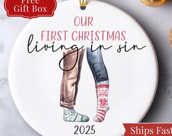 First Christmas Together, Living in Sin, Personalized Ornament, Funny Christmas Ornament, Couples Christmas Gift, Funny Couples Gift