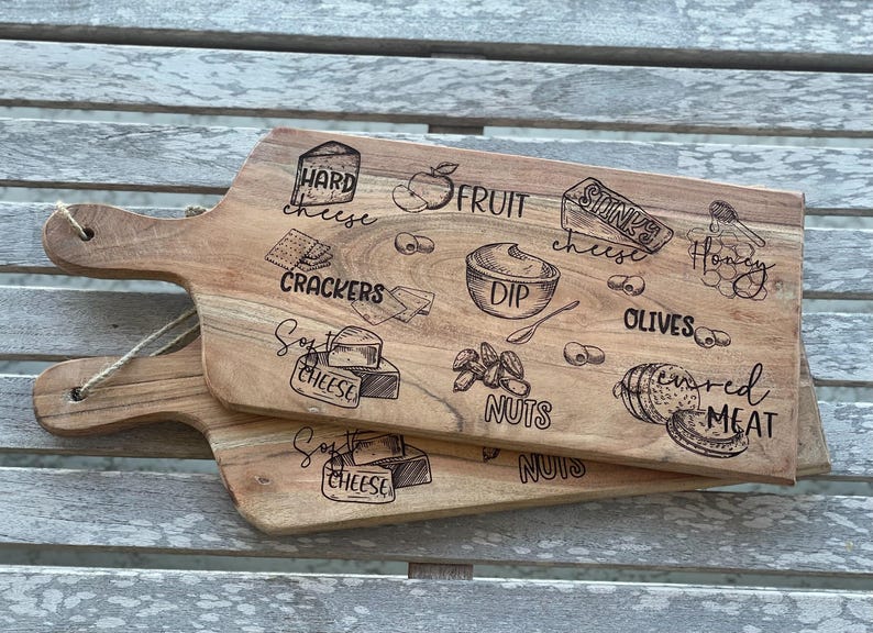 Charcuterie Board SVG, Glowforge File, Custom Cutting Board, Digital File, Wine and Cheese Gifts, Engraved Cutting Board, Laser Engrave File image 1