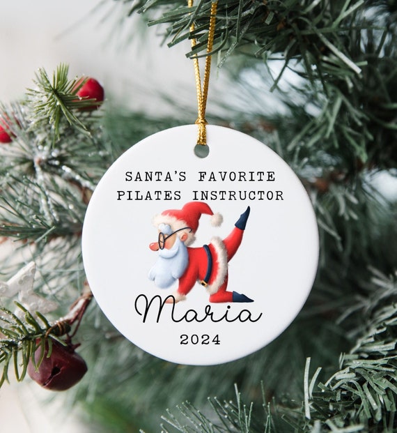 Pilates Instructor Gift, Santa's Favorite Trainer, Custom Trainer Gift, Pilates Gift, Funny Pilates Gift, Funny Ornament, Funny Trainer Gift