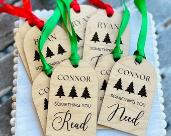 Custom Wood Gift Tag, Christmas Tag Svg, Gift Tag File, Personalized Gift, Laser Engrave, Glowforge, Something you Need, Something you Want