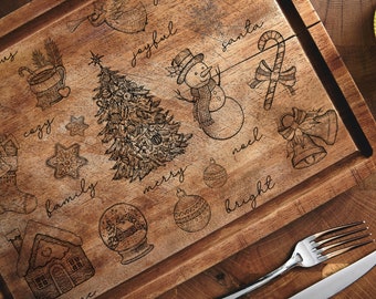 Christmas Charcuterie Board, SVG, Glowforge, Custom Cutting Board, Digital File, Wine and Cheese, Laser Engraved Cutting Board, Custom Gift