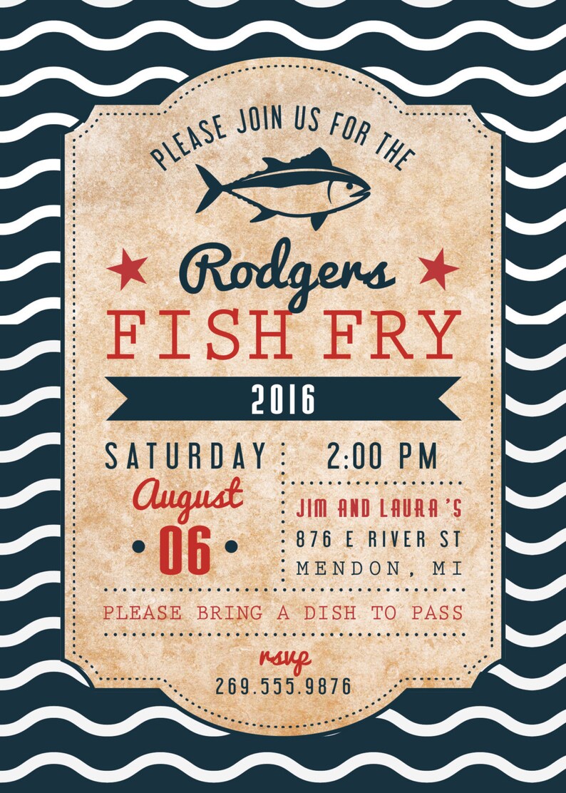 DIY Printable Fish Fry Invitation. Backyard BBQ Fish Fry Party | Etsy