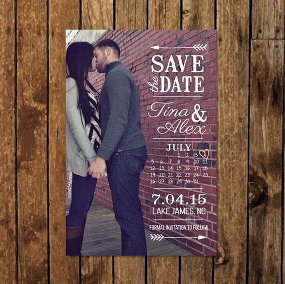 DIY Custom Photo Save The Date Vertical Template Vintage Etsy