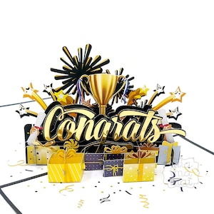 Graduation congrats 3D pop up card, graduate congratulations, high school, college, foil card, fireworks, pop-up popup
