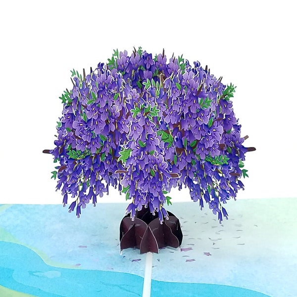 Empress tree pop up card, birthday, mother's day, jacaranda, wisteria, congratulations, get well soon, sympathy, thinking of you pop-up