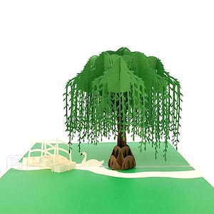 Weeping willow tree 3D pop up card, fathers day, birthday card, thinking of you, get well soon, sympathy, teachers kirigami pop-up popup