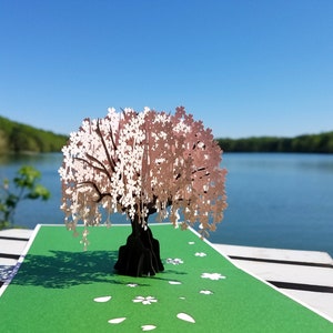 Cherry blossom pop up card, mothers Day, birthday, sakura, teacher appreciation, get well soon, sympathy kirigami 3D pop-up popup