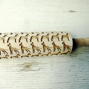 GREAT DANE Embossing Rolling Pin. German Mastiff Dog pattern. Engraved rolling pin. German Dogge breed. **Dog lovers**