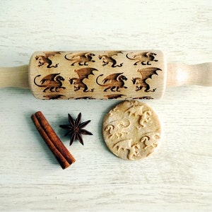 DRAGONS kids rolling pin * Mini Rolling Pin for cookies, play dough, salt dough or clay *