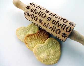 Personalized KIDS Rolling Pin with NAME.  Embossing rolling pin. Kids Baking Rolling Pin. Pretend Kitchen Play.