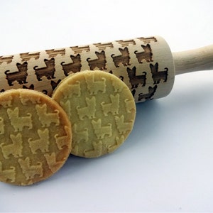 YORKIE pattern Embossing Rolling Pin. Yorkie pattern. Engraved rolling pin with Yorkie for embossed cookies or pasta.