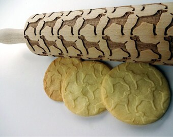 Weimaraner-deegroller hond reliëf, beukenhoutroller met patroon voor koekjes met reliëf. Hondenfan cadeau.