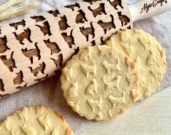 CATS Embossing Rolling Pin. Engraved Doughroller with Cats for Embossed Cookies. Unique Gift for Cat Lovers.