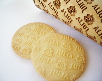 Personalized Embossing Rolling Pin with name – Custom Beech Wood Birthday Gift