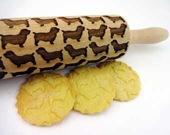 GLEN OF IMAAL terrier pattern Embossing Rolling Pin. Dog pattern. Engraved rolling pin with Irish Glen of Imaal Terrier. the Wicklow Terrier